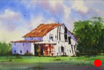 landscape, rural, barn, farm, ohio, original watercolor painting, oberst
